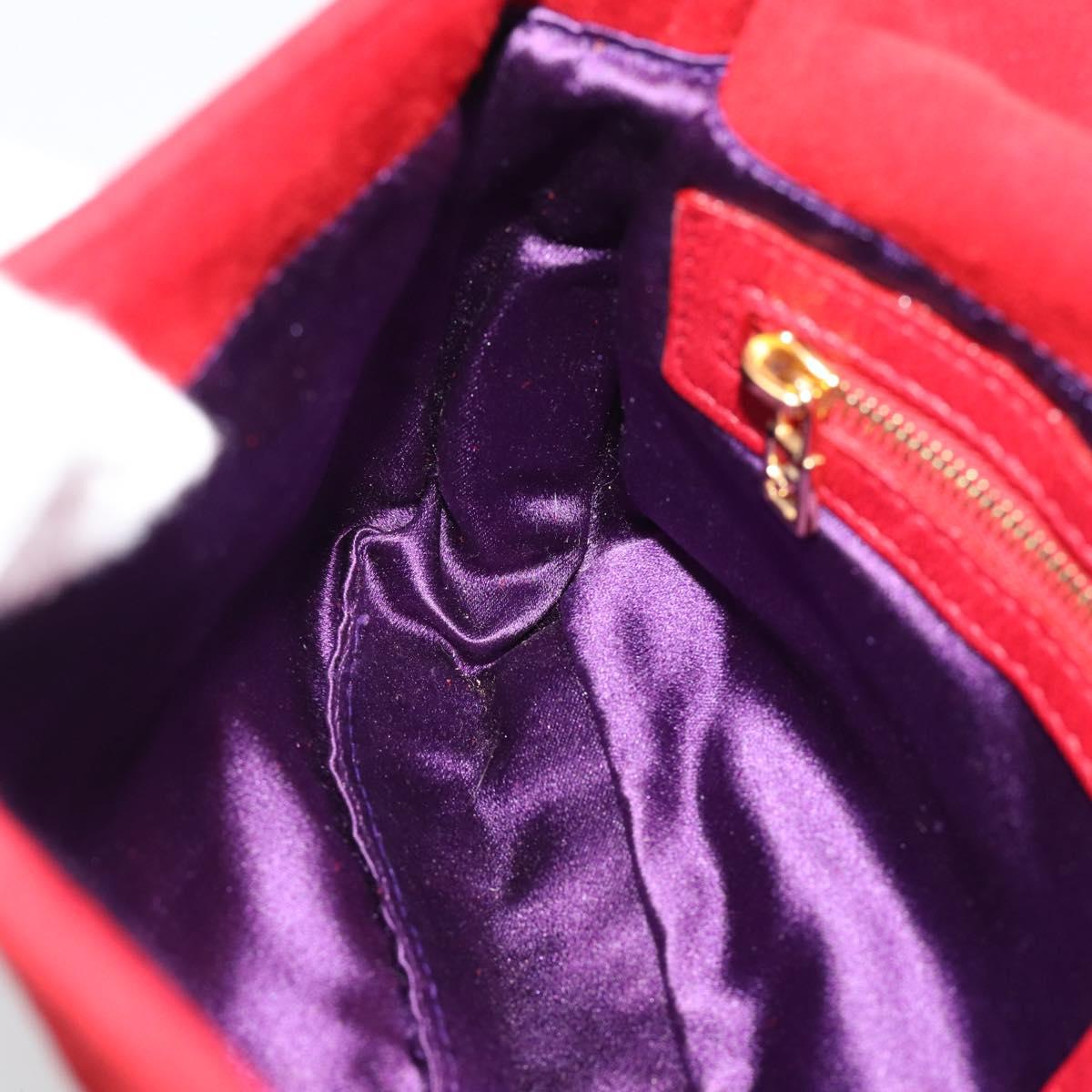 FENDI Mamma Baguette Shoulder Bag Suede Red Gold Auth 195245SM