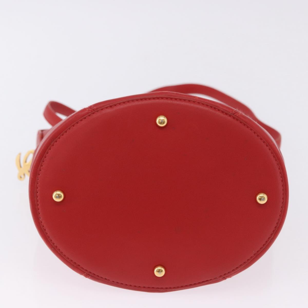 LOEWE Hand Bag Leather 2way Red Gold Auth 195246A