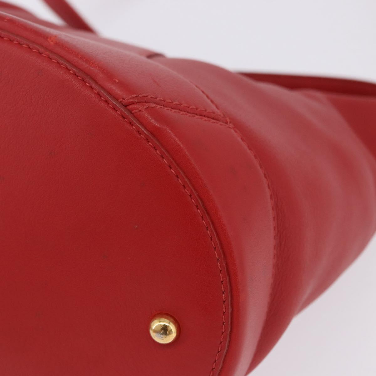 LOEWE Hand Bag Leather 2way Red Gold Auth 195246A