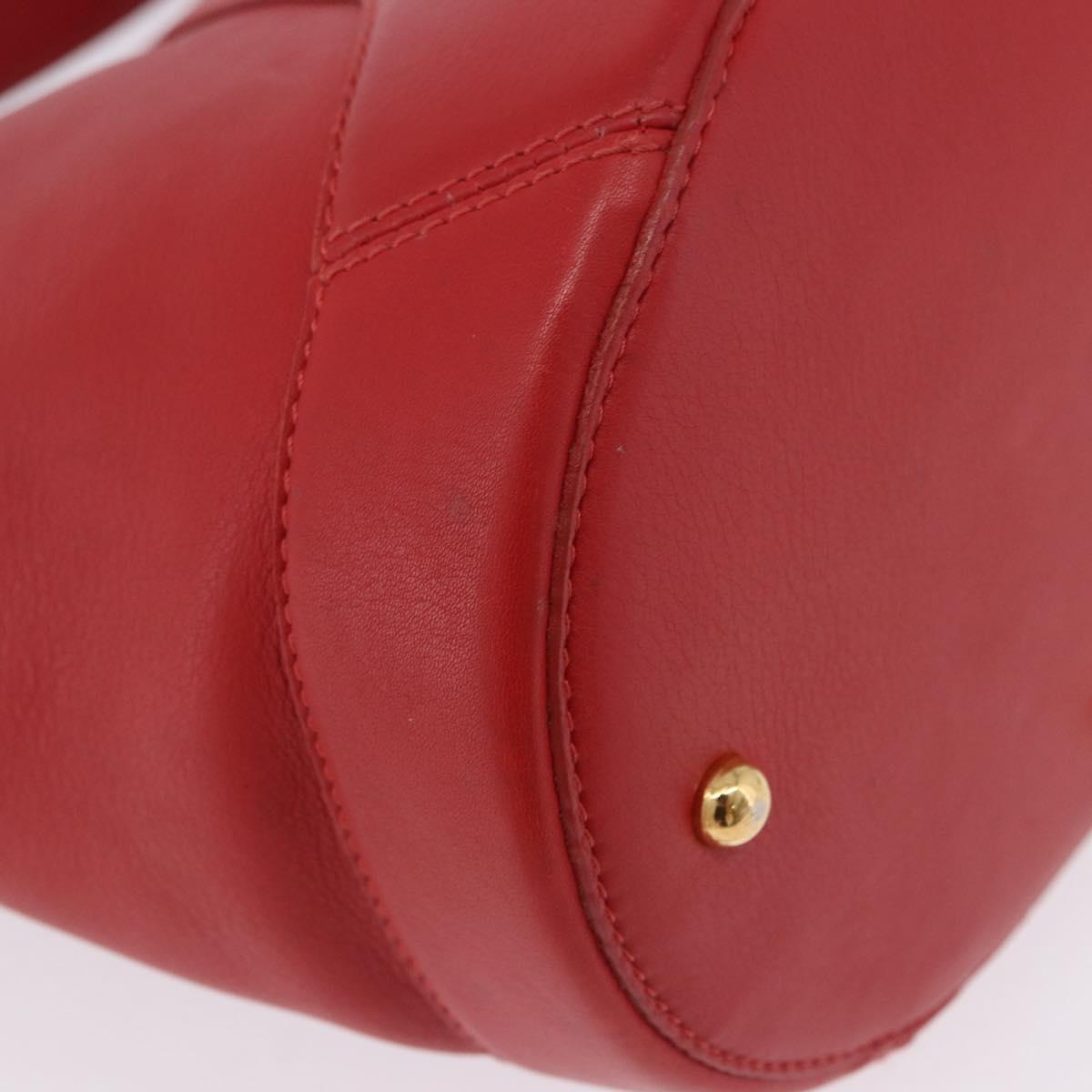 LOEWE Hand Bag Leather 2way Red Gold Auth 195246A