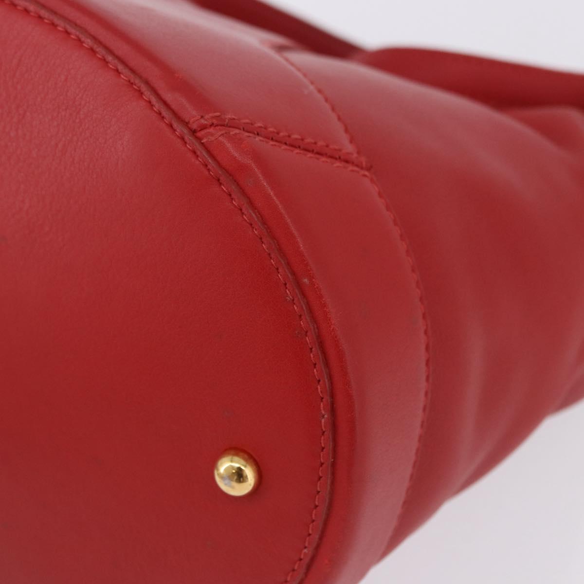 LOEWE Hand Bag Leather 2way Red Gold Auth 195246A
