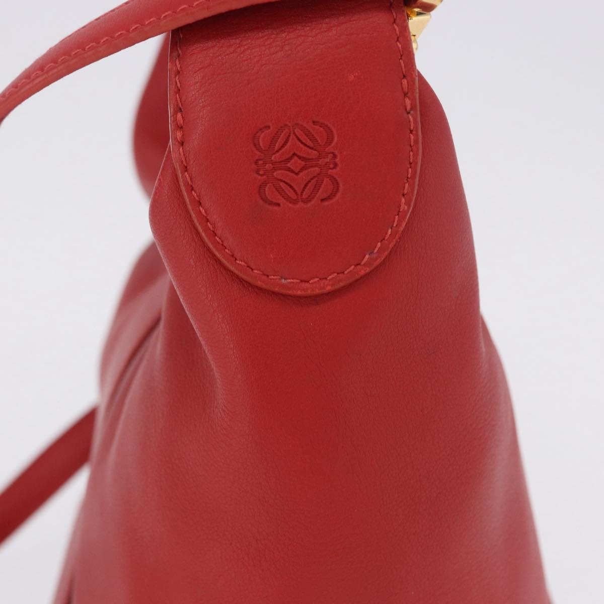 LOEWE Hand Bag Leather 2way Red Gold Auth 195246A