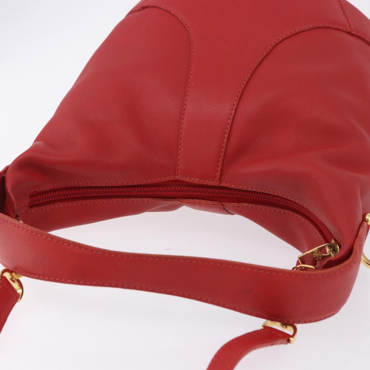 LOEWE Hand Bag Leather 2way Red Gold Auth 195246A