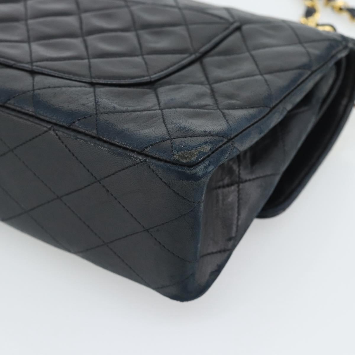 CHANEL Chain Matelasse 25 Shoulder Bag Lamb Skin Black Gold CC Auth 195247V