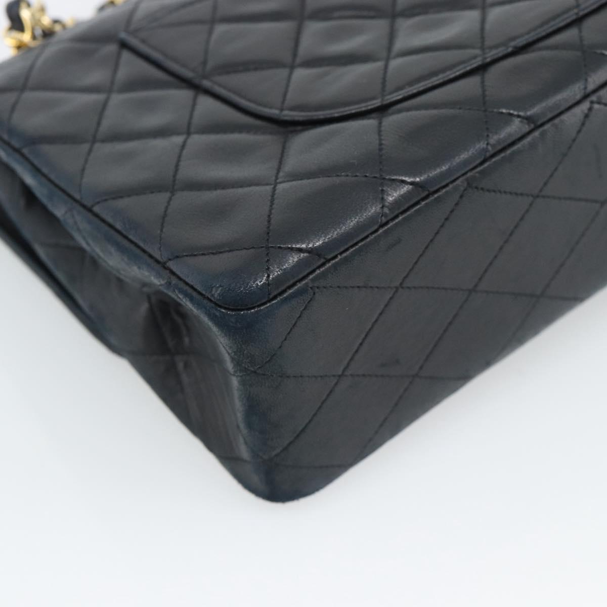 CHANEL Chain Matelasse 25 Shoulder Bag Lamb Skin Black Gold CC Auth 195247V