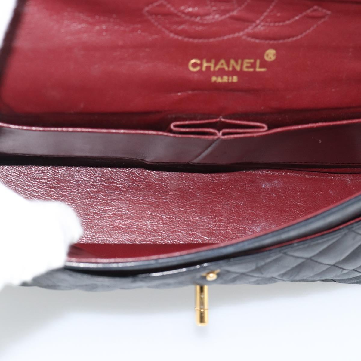 CHANEL Chain Matelasse 25 Shoulder Bag Lamb Skin Black Gold CC Auth 195247V