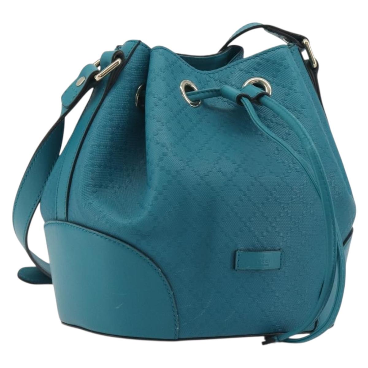 GUCCI Diamante Shoulder Bag Leather Blue Silver 354229 Auth 195248A