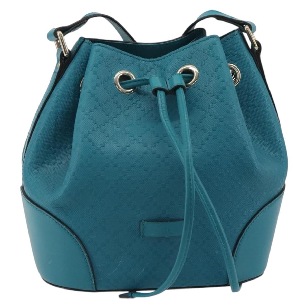 GUCCI Diamante Shoulder Bag Leather Blue Silver 354229 Auth 195248A