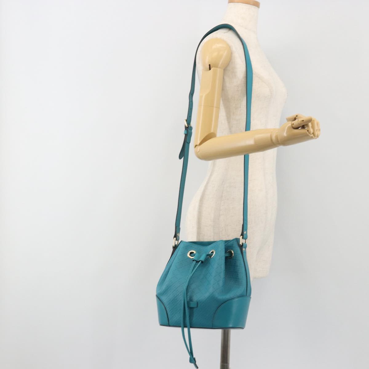 GUCCI Diamante Shoulder Bag Leather Blue Silver 354229 Auth 195248A