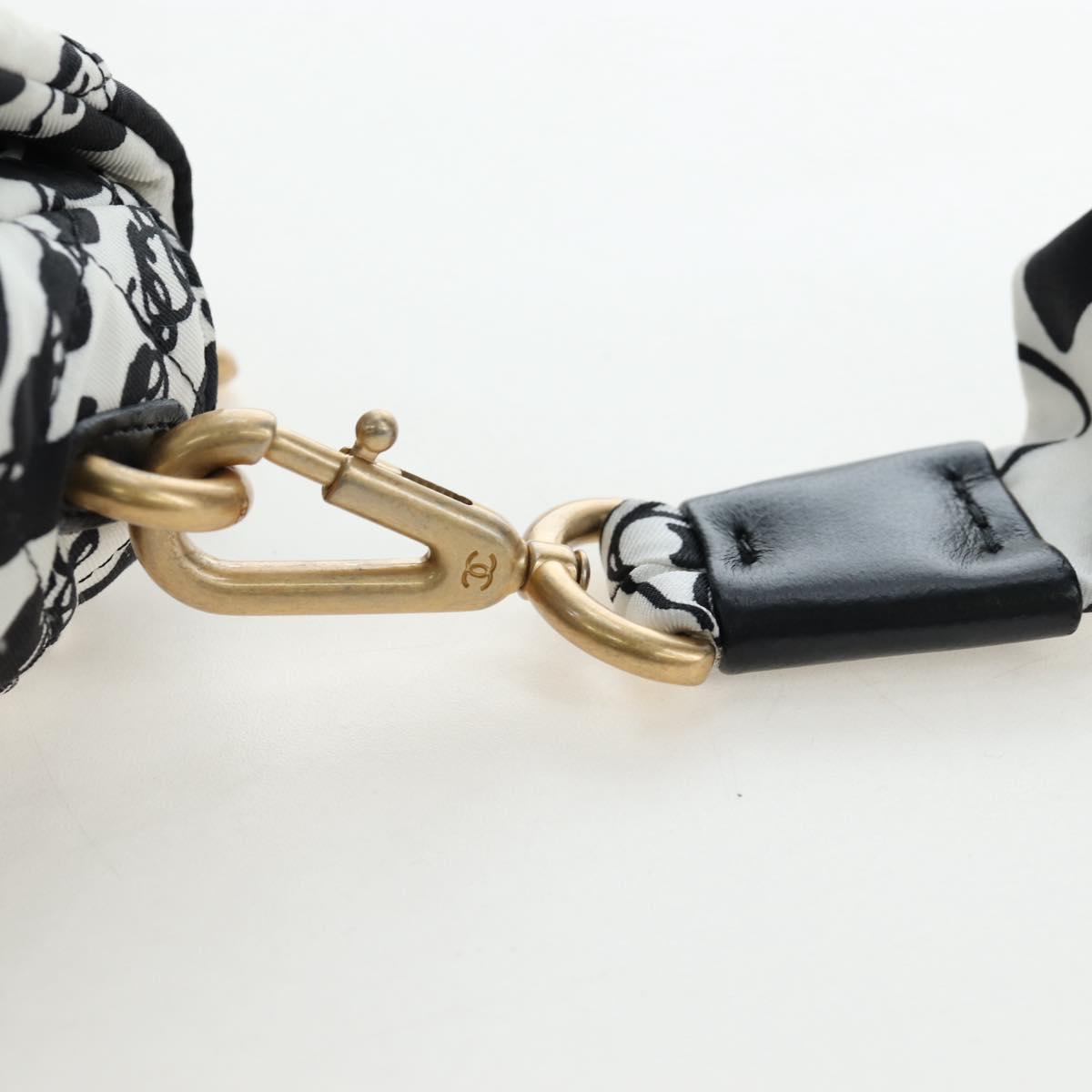 CHANEL Matelasse Chain Shoulder Bag Satin 2way White Gold CC Auth 195250M