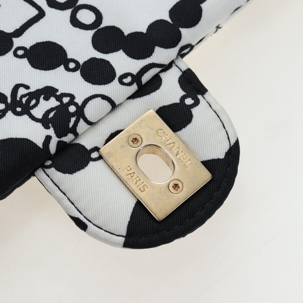 CHANEL Matelasse Chain Shoulder Bag Satin 2way White Gold CC Auth 195250M