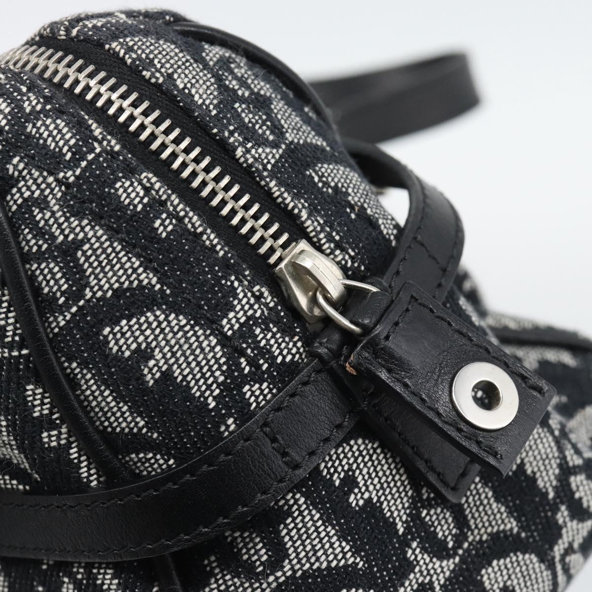 Christian Dior Trotter Canvas Boston Bag Black Silver Auth 195251V