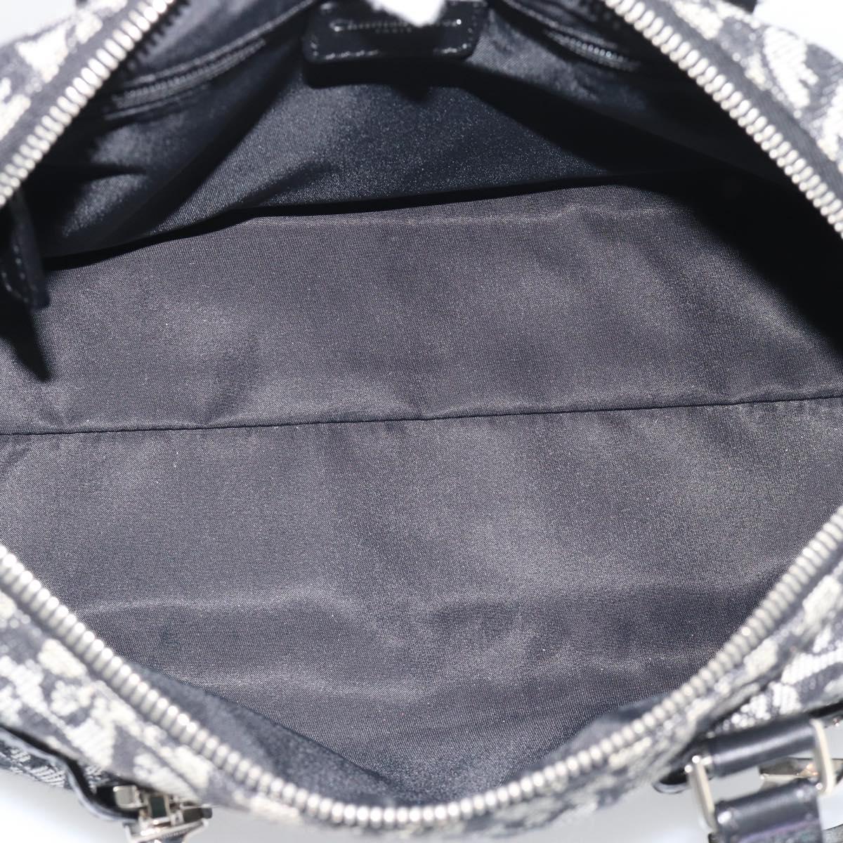 Christian Dior Trotter Canvas Boston Bag Black Silver Auth 195251V