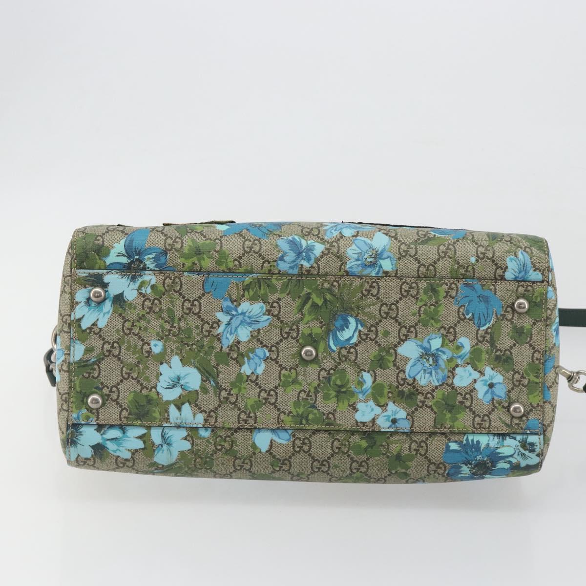 GUCCI GG Supreme Boston Bag PVC Leather 2way Green Silver 409527 Auth 195254SAM