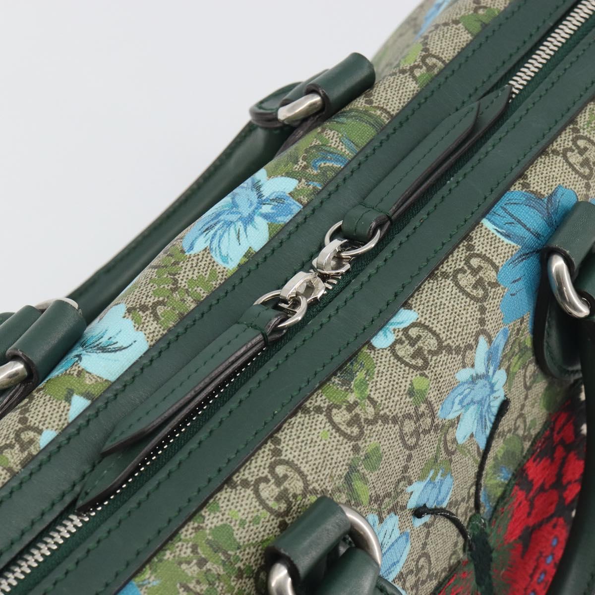 GUCCI GG Supreme Boston Bag PVC Leather 2way Green Silver 409527 Auth 195254SAM