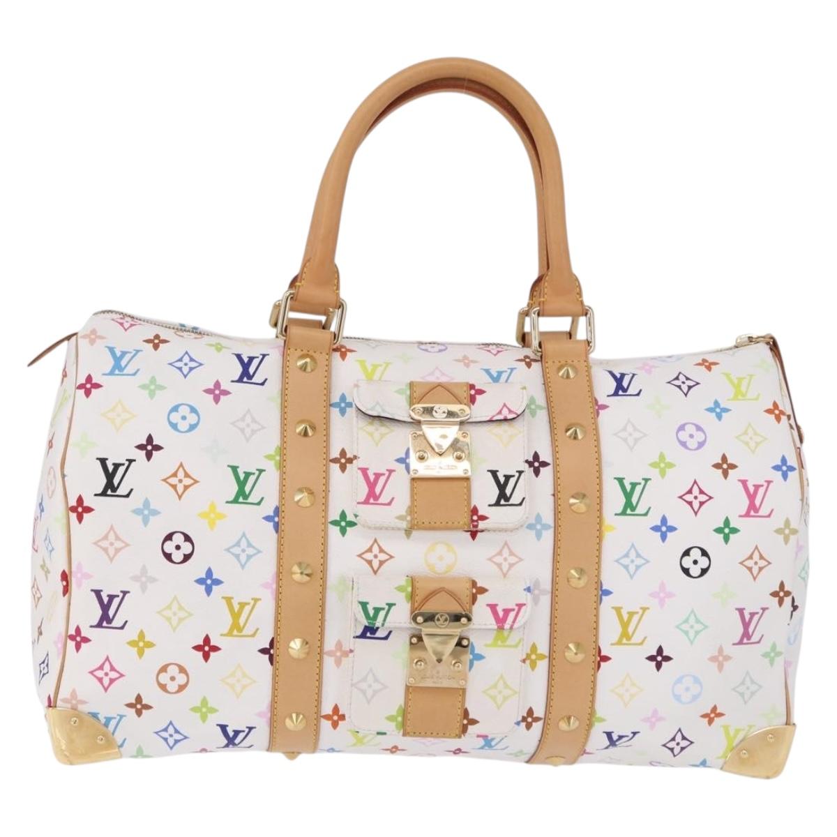LOUIS VUITTON Monogram Multicolor Keepall 45 Bag White M92641 LV Auth 195255SM