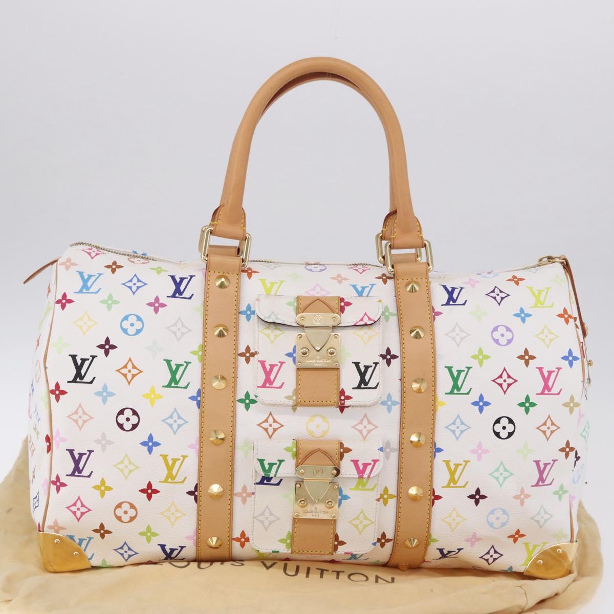 LOUIS VUITTON Monogram Multicolor Keepall 45 Bag White M92641 LV Auth 195255SM