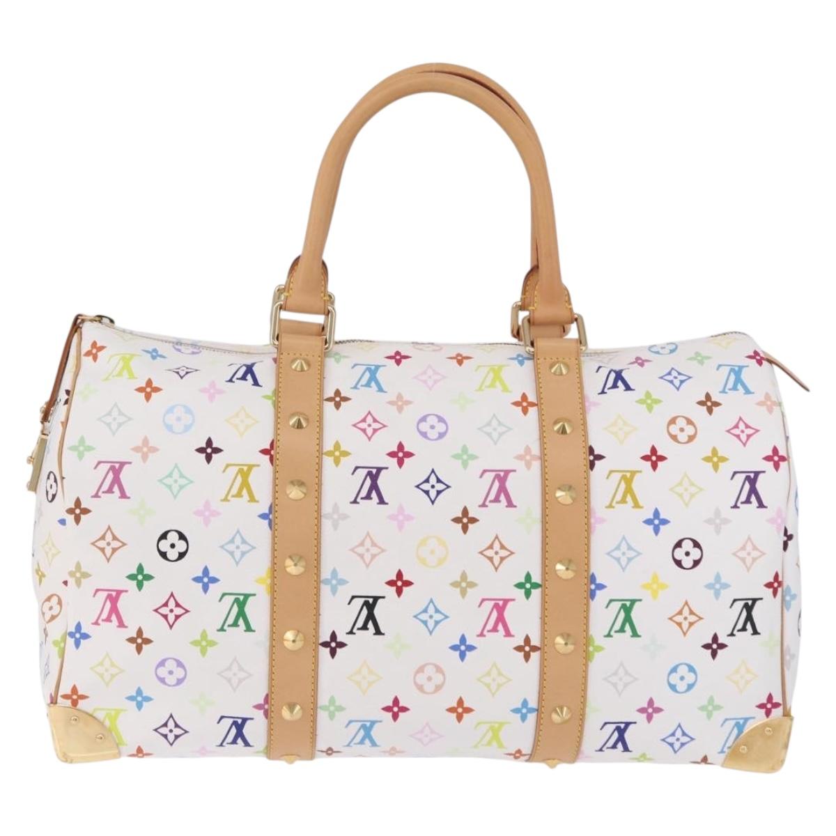 LOUIS VUITTON Monogram Multicolor Keepall 45 Bag White M92641 LV Auth 195255SM
