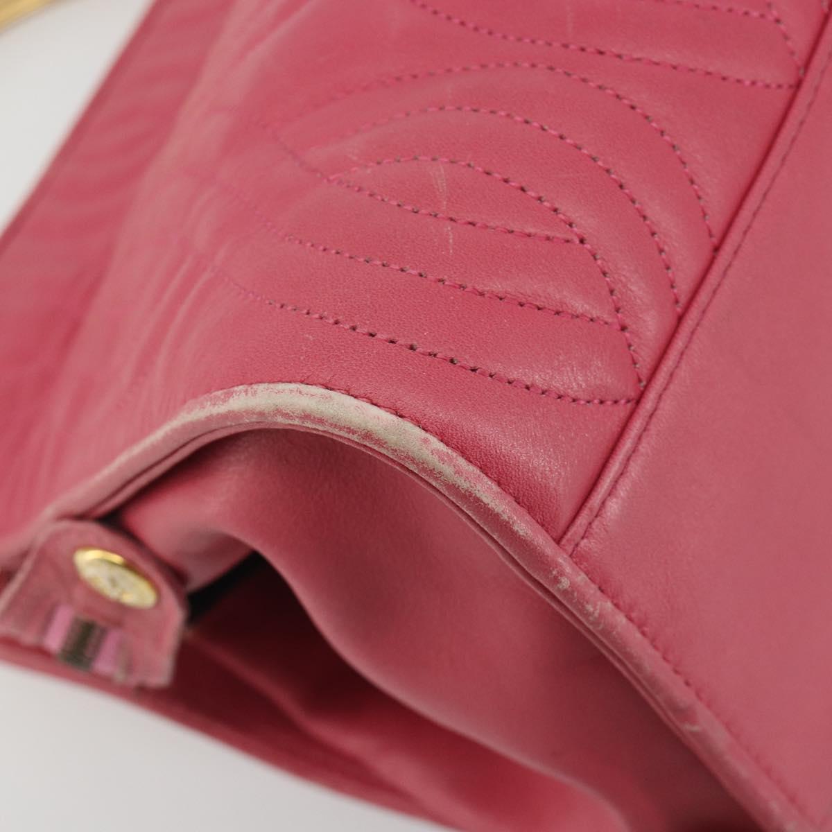FENDI Macaroni Hand Bag Leather 2way Pink Gold Auth 195263