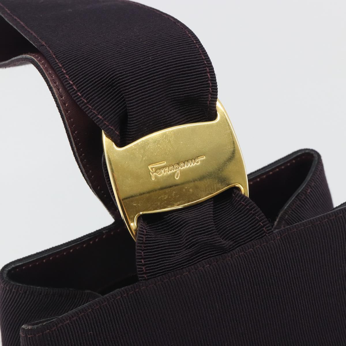 Salvatore Ferragamo Vala Hand Bag Canvas Purple Gold Auth 195276