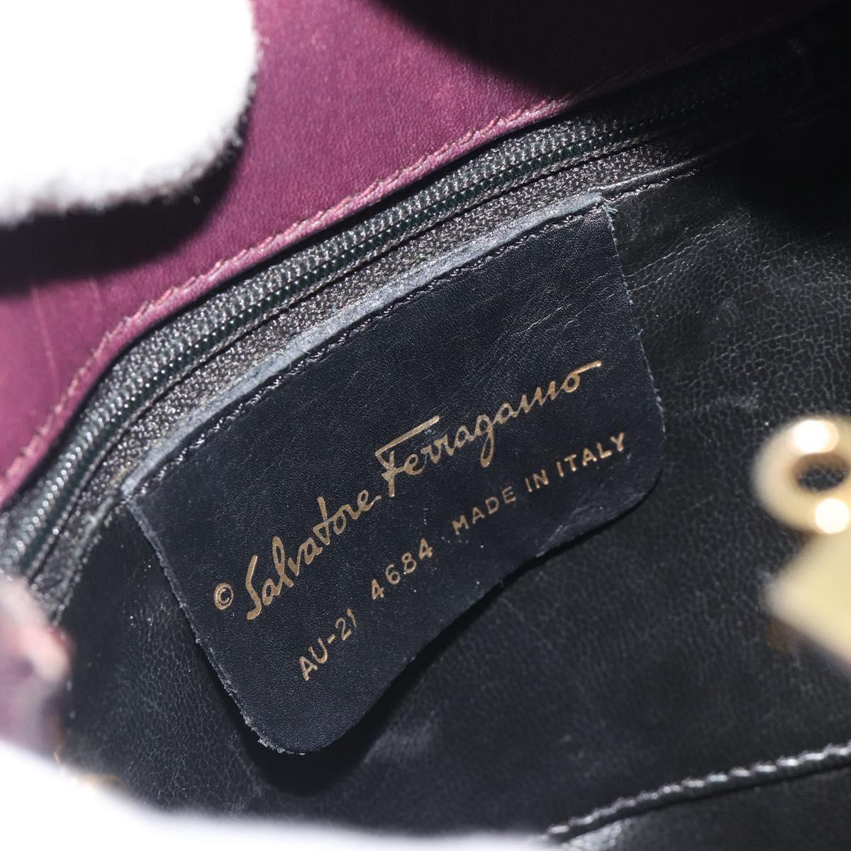 Salvatore Ferragamo Vala Hand Bag Canvas Purple Gold Auth 195276
