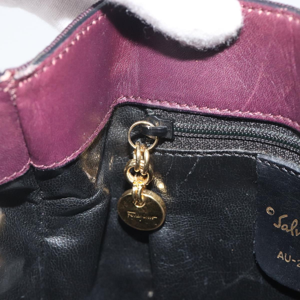 Salvatore Ferragamo Vala Hand Bag Canvas Purple Gold Auth 195276