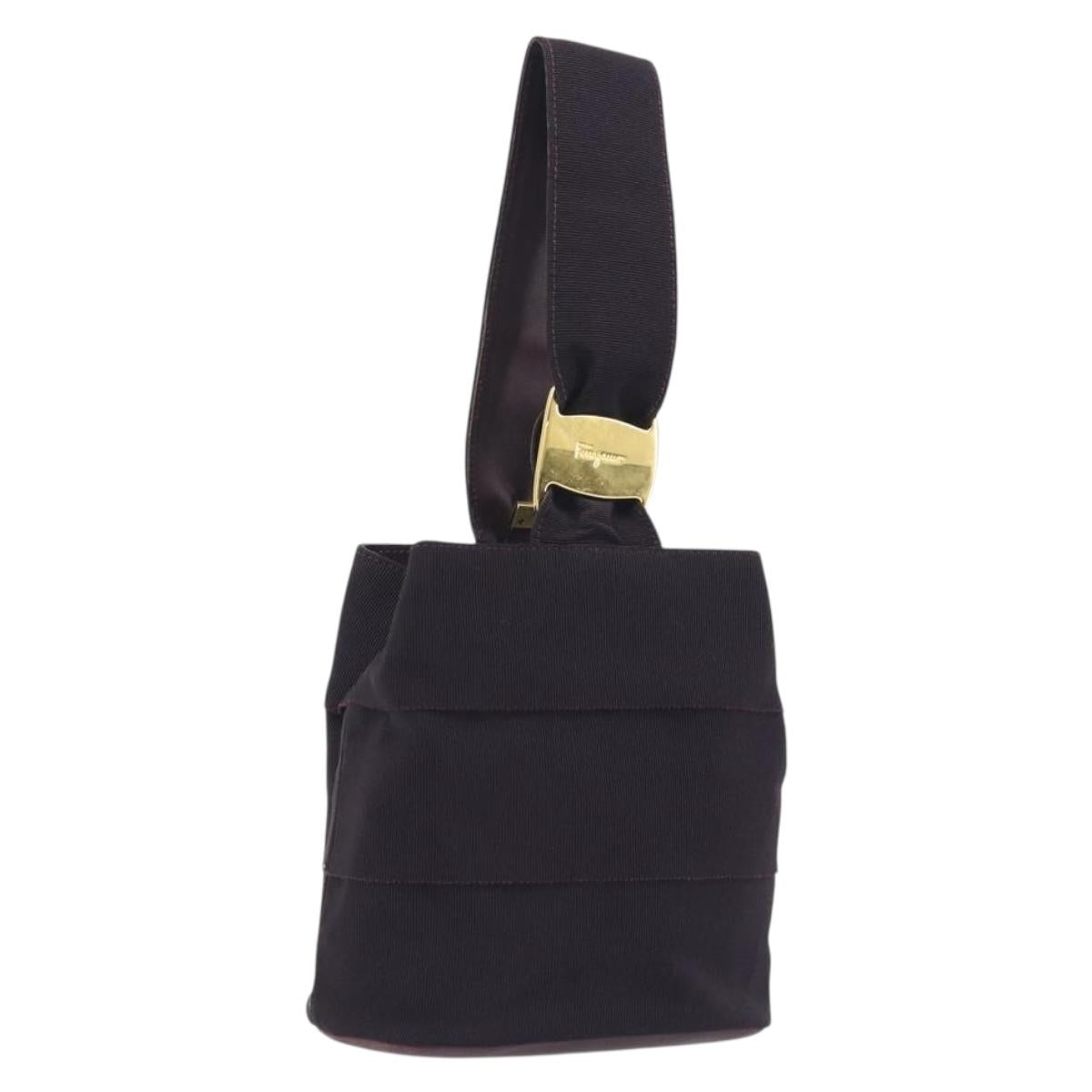 Salvatore Ferragamo Vala Hand Bag Canvas Purple Gold Auth 195276