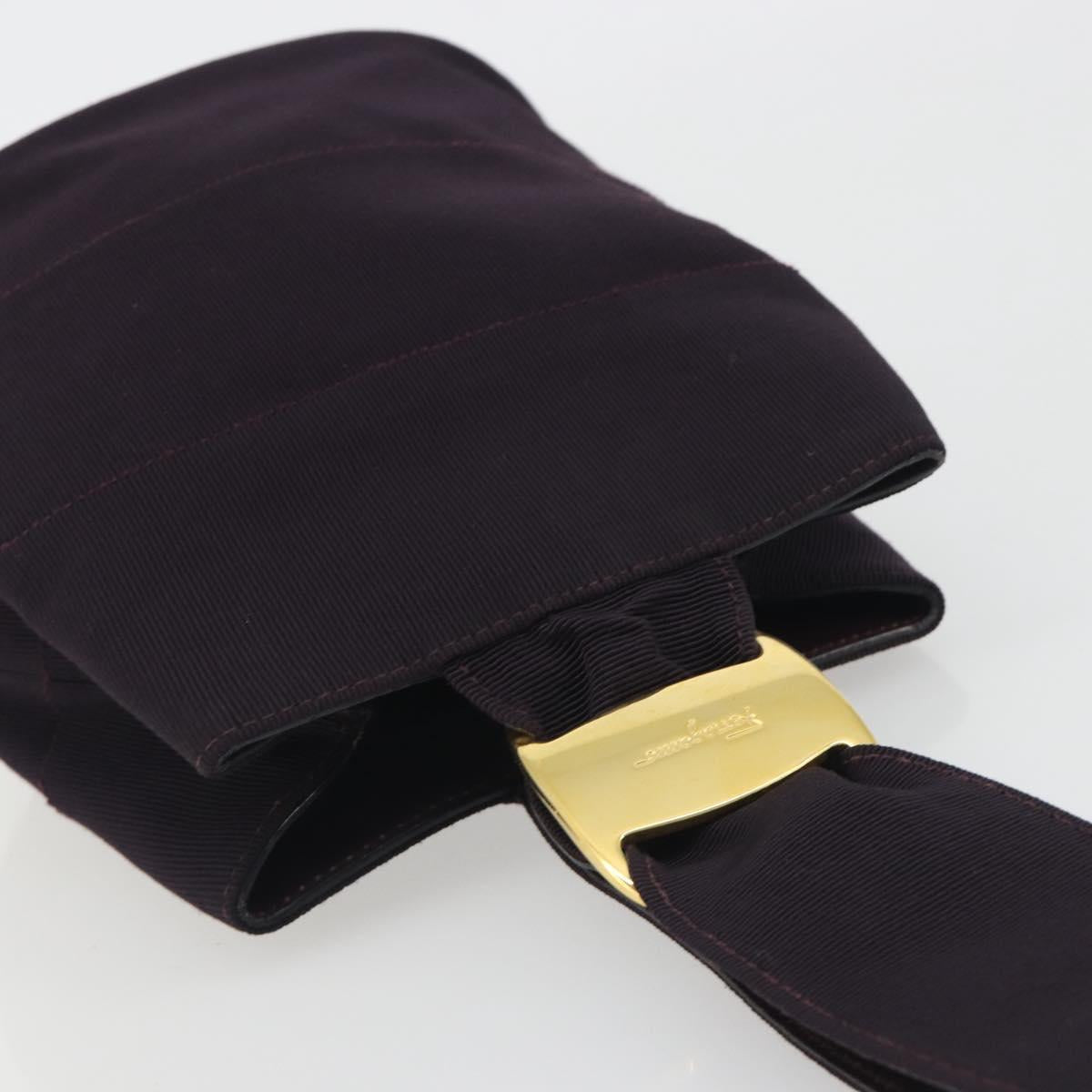 Salvatore Ferragamo Vala Hand Bag Canvas Purple Gold Auth 195276