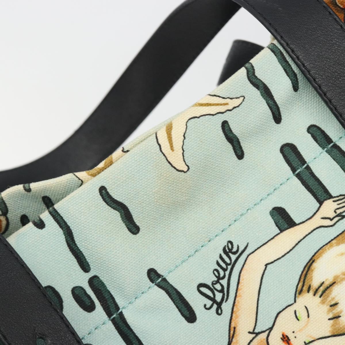LOEWE Tote Bag Canvas Paula's Ibiza Collaboration Light Blue Silver Auth 195281A