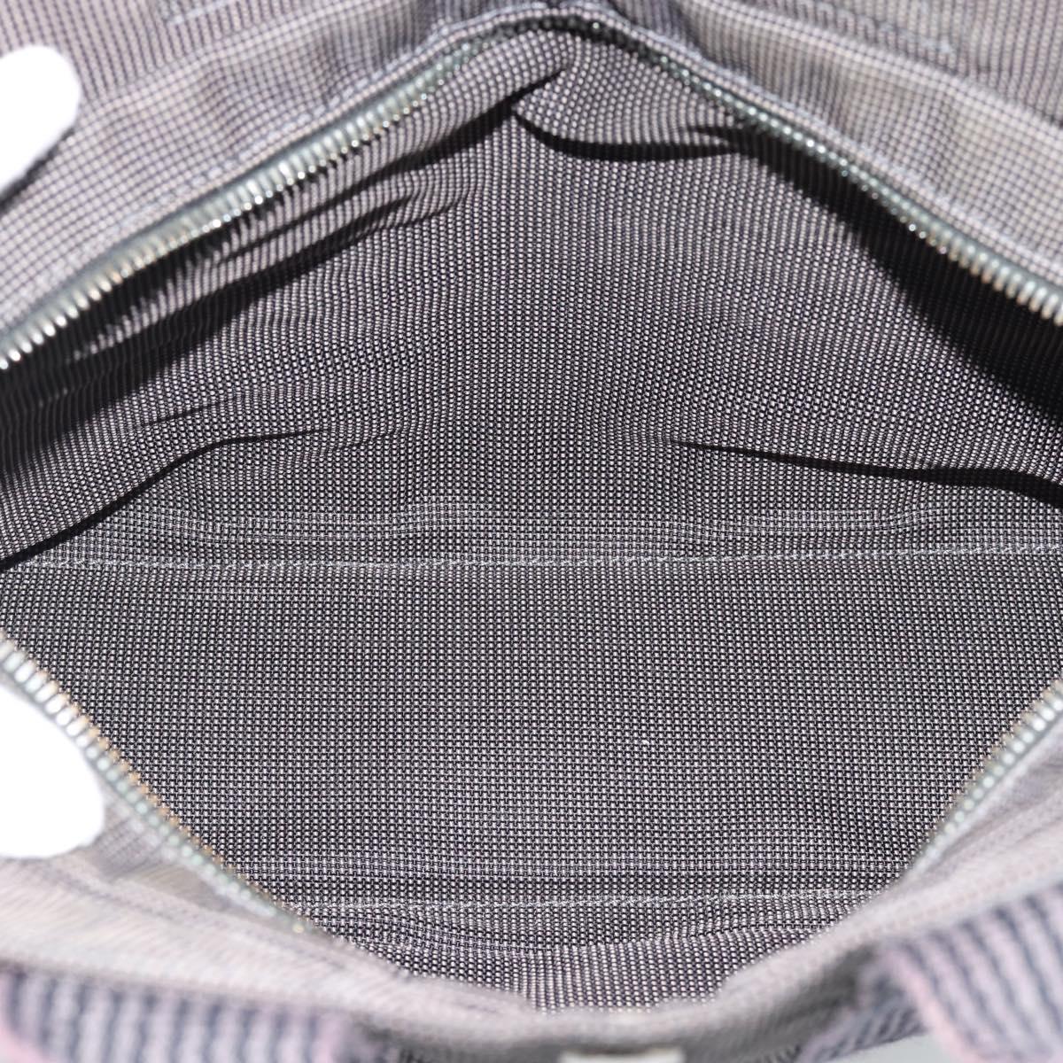 HERMES Her LinePM Hand Bag Canvas Gray Silver Auth 195282A