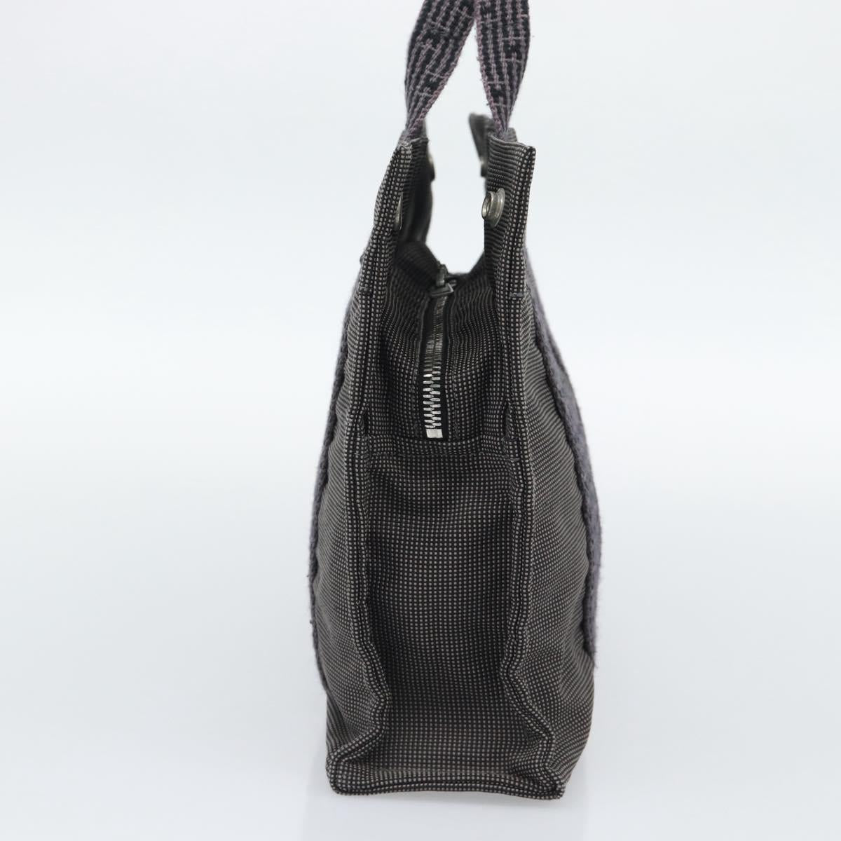 HERMES Her LinePM Hand Bag Canvas Gray Silver Auth 195282A