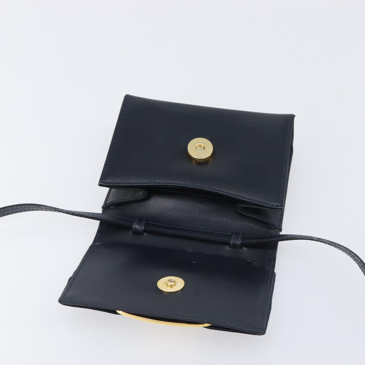 Salvatore Ferragamo Vala Shoulder Bag Canvas Navy Gold Auth 195283