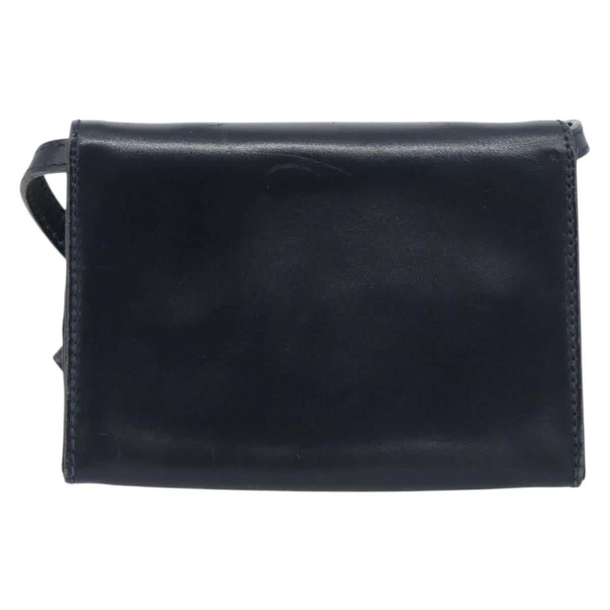 Salvatore Ferragamo Vala Shoulder Bag Canvas Navy Gold Auth 195283