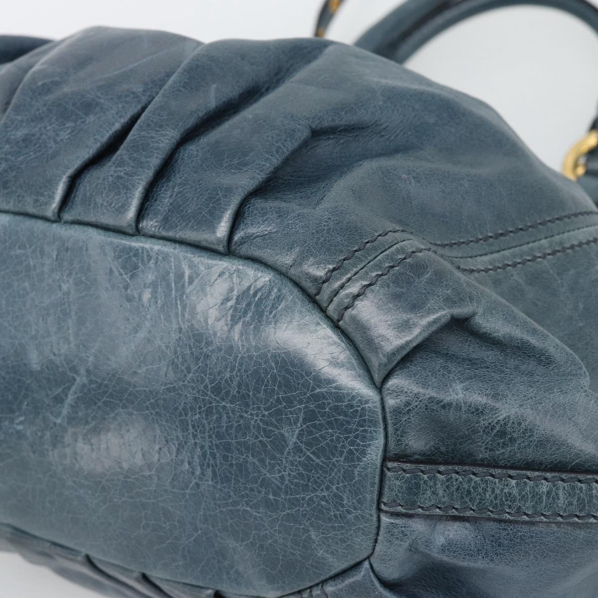 Miu Miu Shoulder Bag Leather 2way Navy Gold Auth 195286M