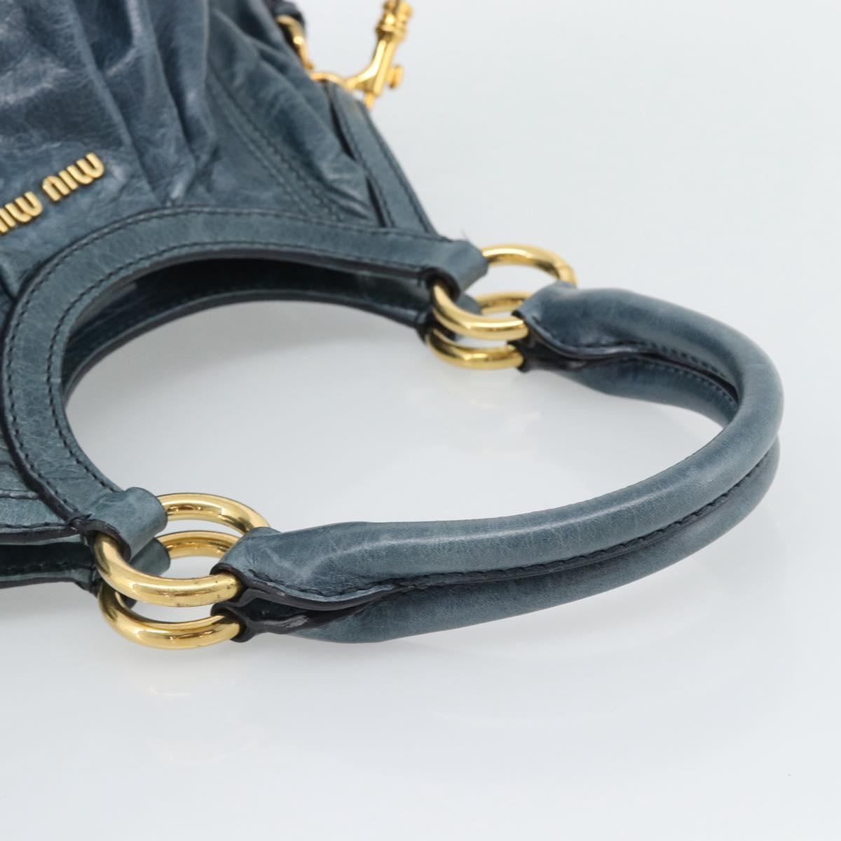 Miu Miu Shoulder Bag Leather 2way Navy Gold Auth 195286M