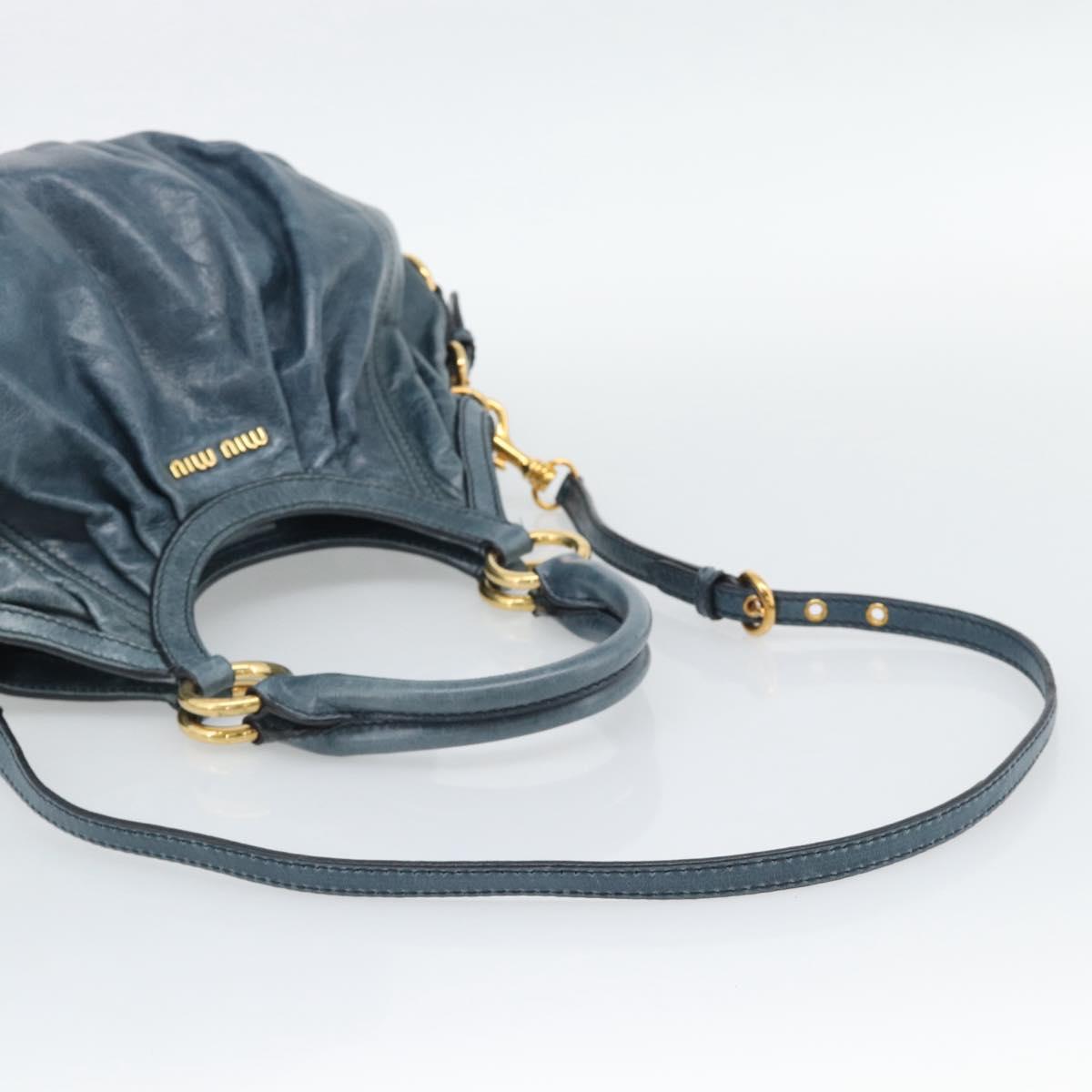 Miu Miu Shoulder Bag Leather 2way Navy Gold Auth 195286M