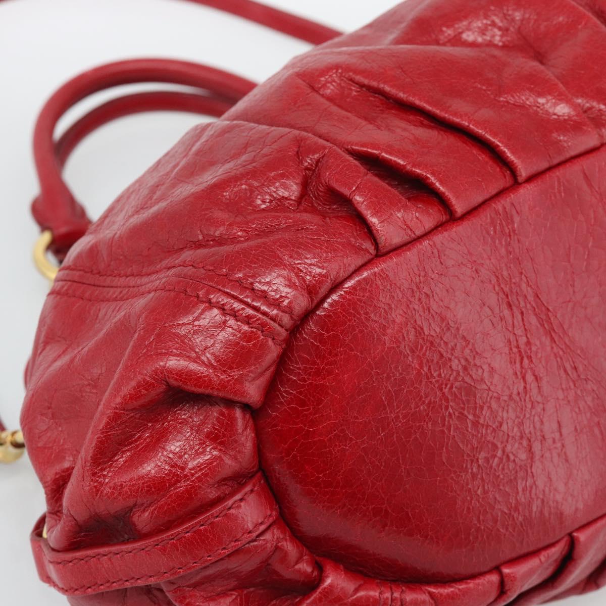 Miu Miu Shoulder Bag Leather 2way Red Gold Auth 195287M