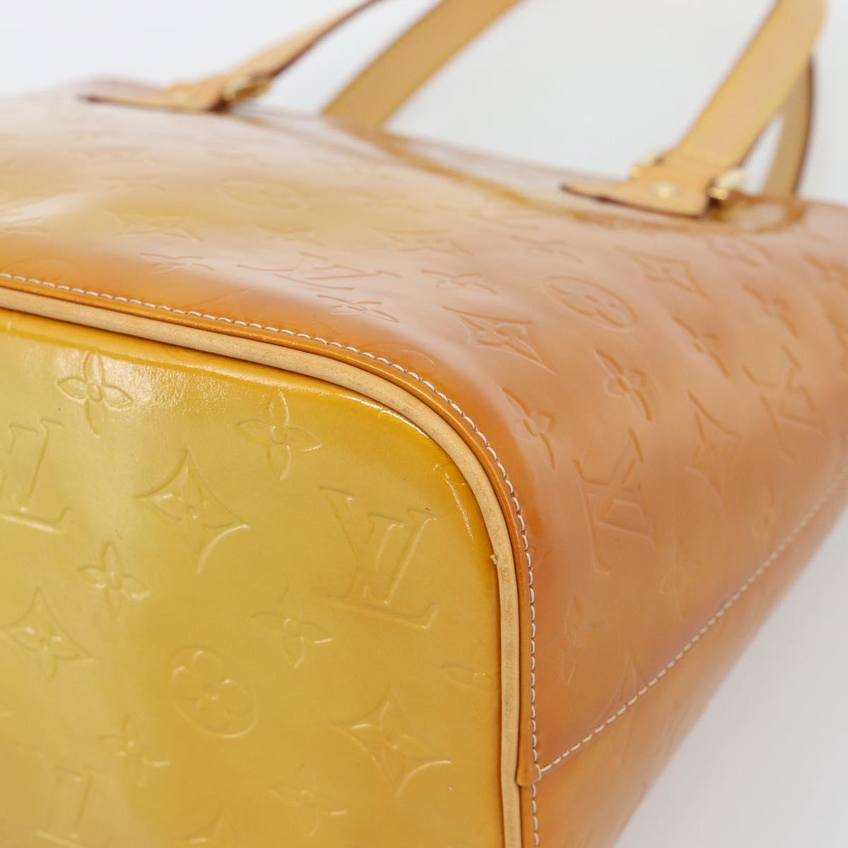 LOUIS VUITTON Monogram Vernis Houston Hand Bag Beige M91004 LV Auth 195288