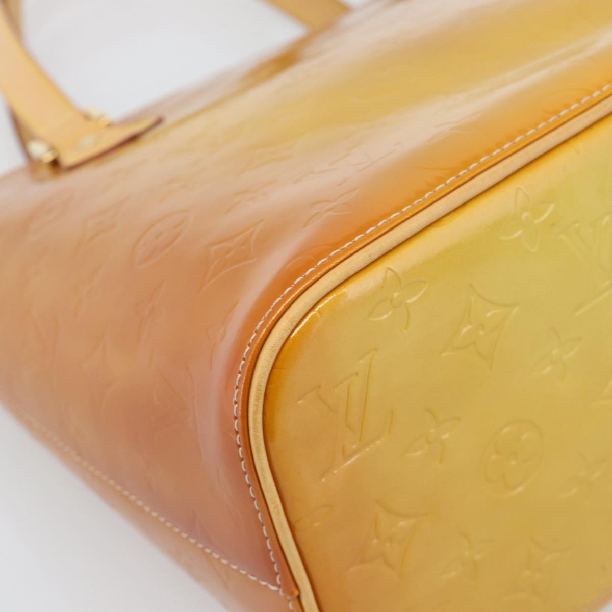 LOUIS VUITTON Monogram Vernis Houston Hand Bag Beige M91004 LV Auth 195288