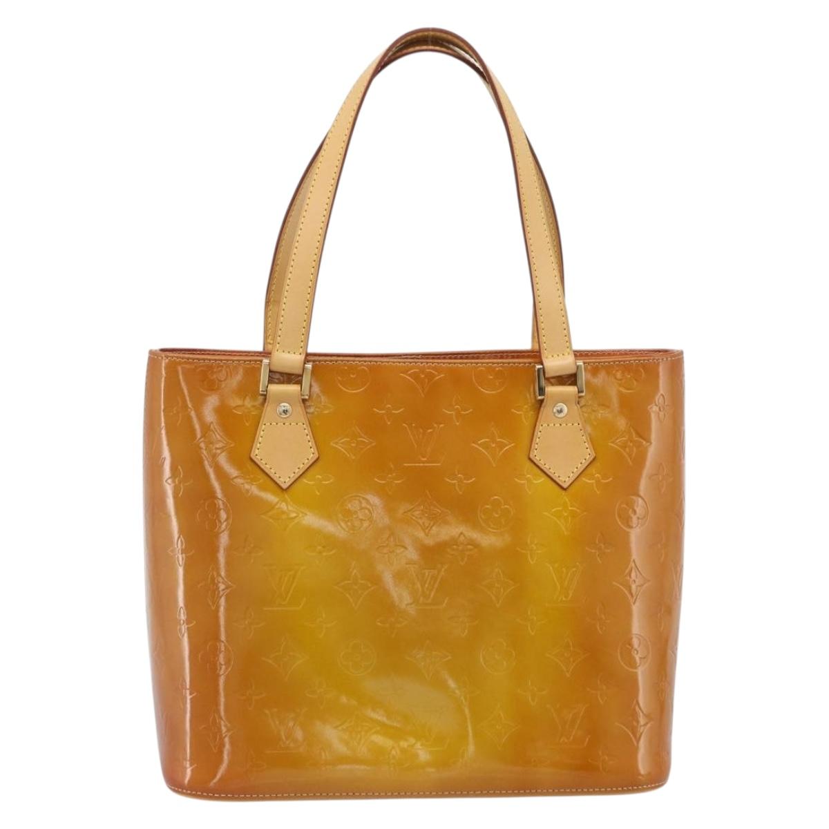 LOUIS VUITTON Monogram Vernis Houston Hand Bag Beige M91004 LV Auth 195288