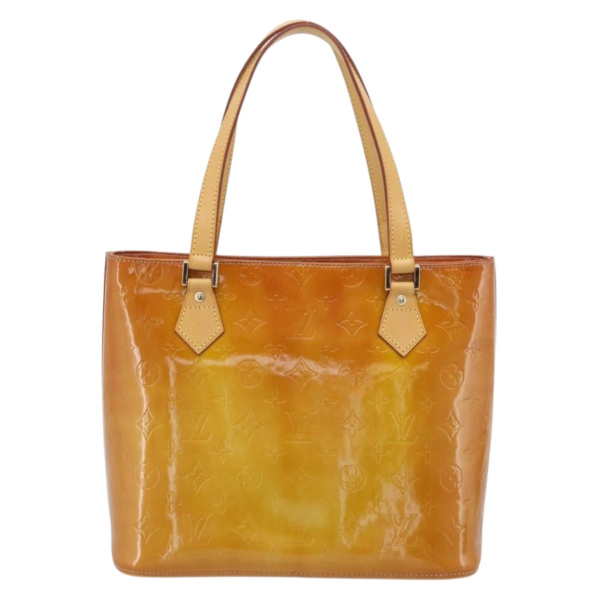 LOUIS VUITTON Monogram Vernis Houston Hand Bag Beige M91004 LV Auth 195288