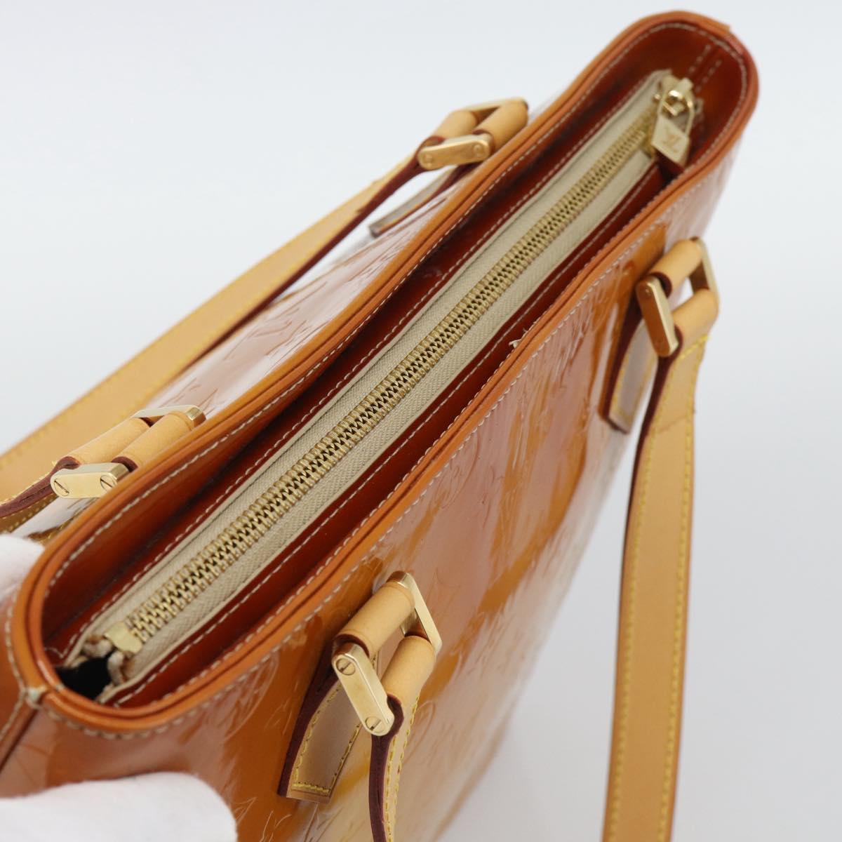 LOUIS VUITTON Monogram Vernis Houston Hand Bag Beige M91004 LV Auth 195288