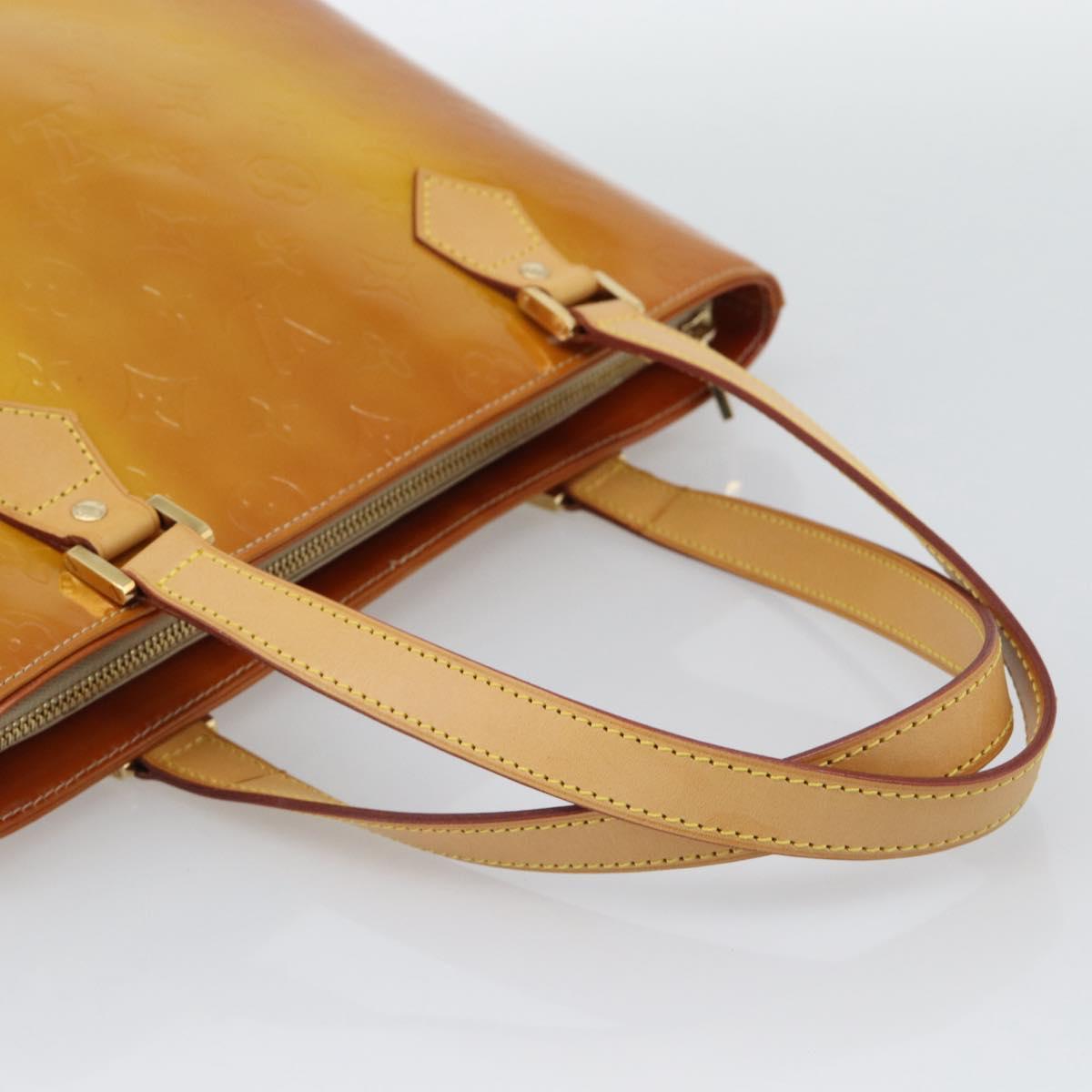 LOUIS VUITTON Monogram Vernis Houston Hand Bag Beige M91004 LV Auth 195288