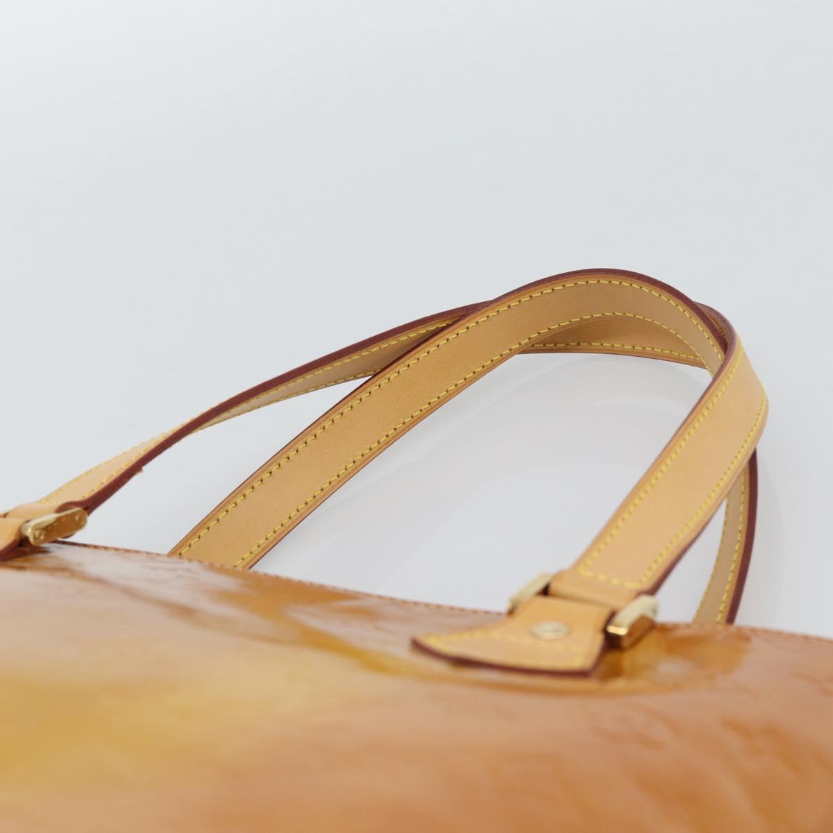 LOUIS VUITTON Monogram Vernis Houston Hand Bag Beige M91004 LV Auth 195288