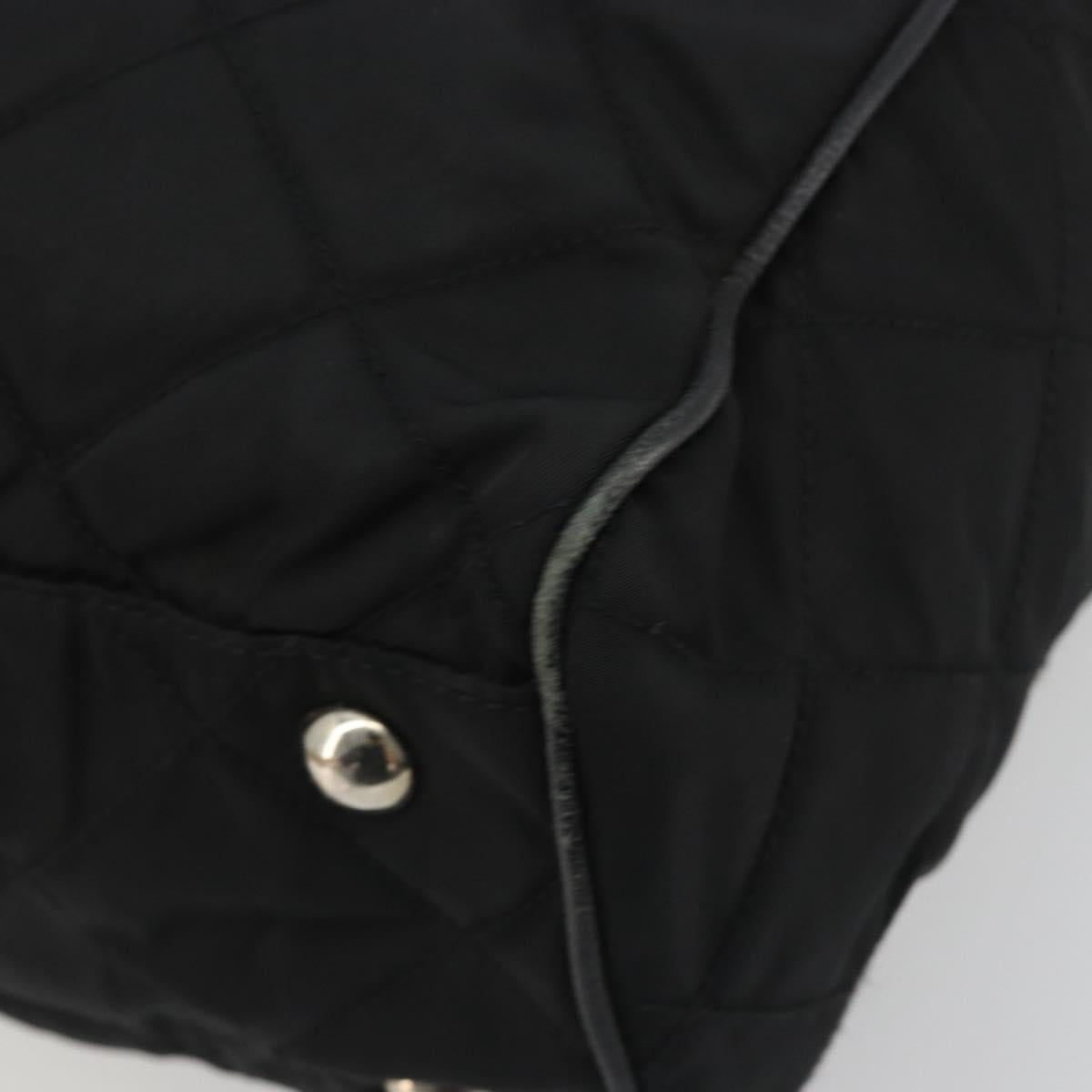 PRADA Chain Shoulder Bag Nylon Black Silver Auth 195292