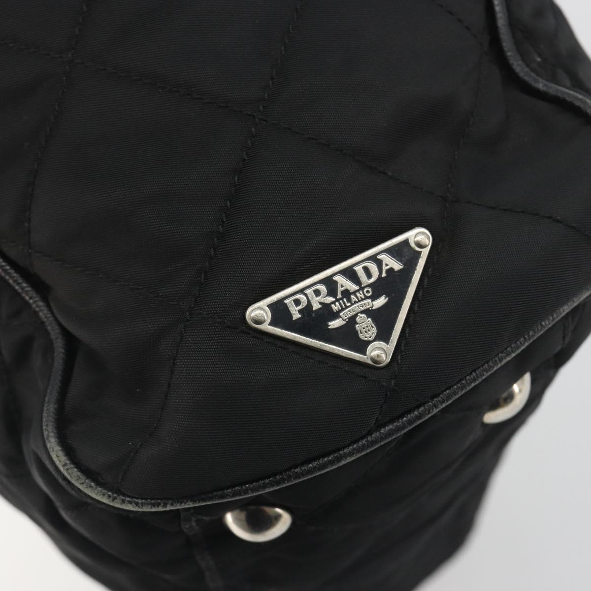 PRADA Chain Shoulder Bag Nylon Black Silver Auth 195292