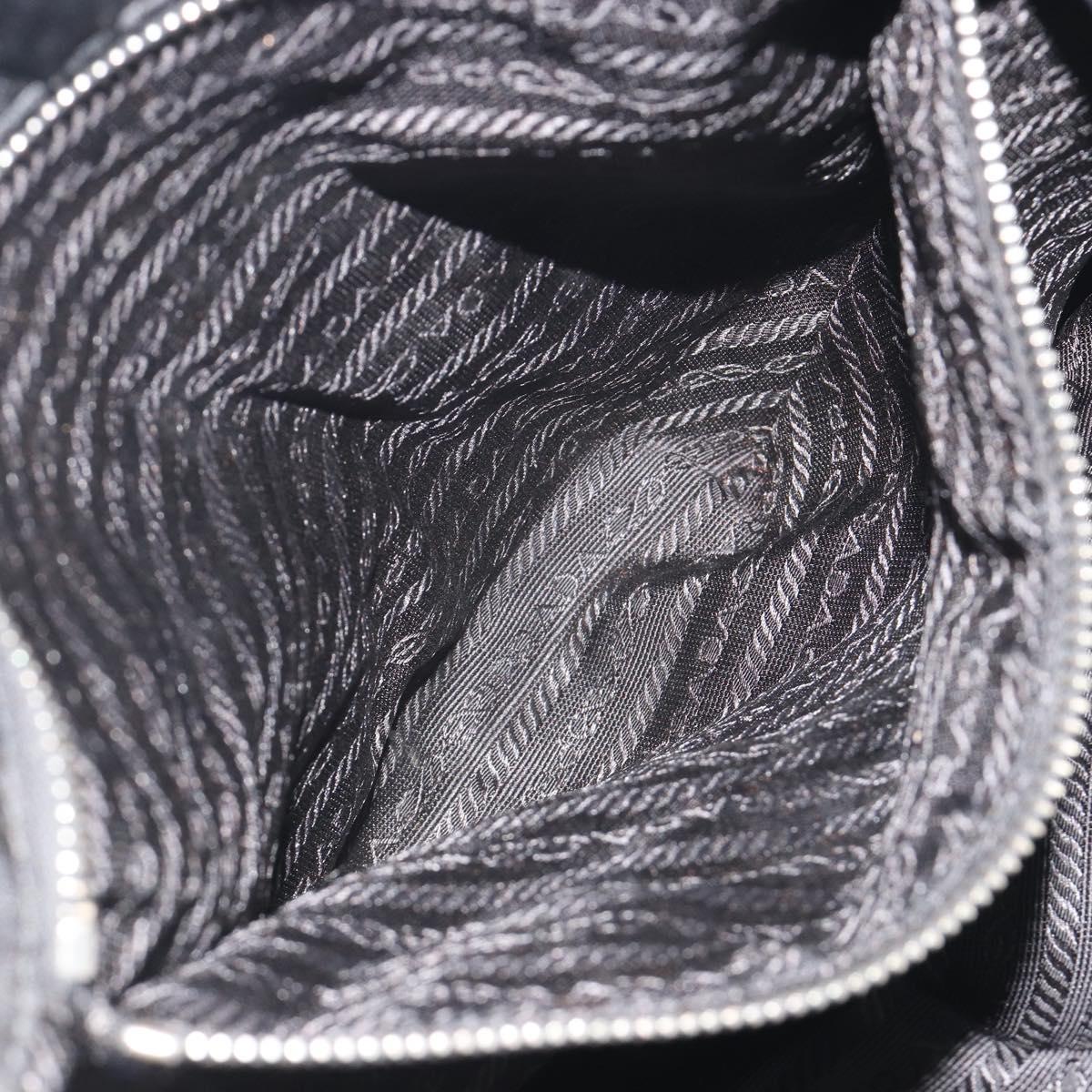 PRADA Chain Shoulder Bag Nylon Black Silver Auth 195292