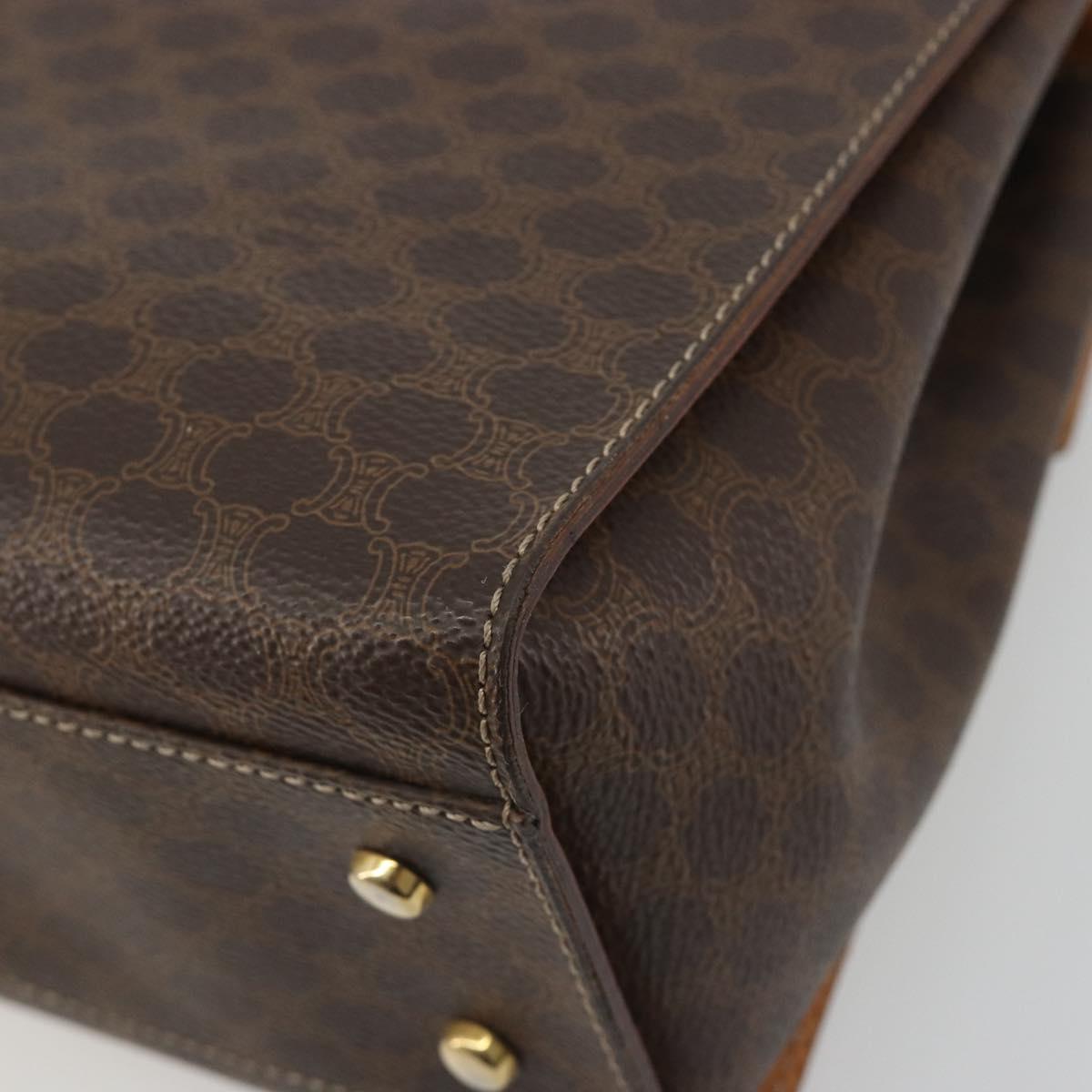 CELINE Macadam Canvas Star ball Hand Bag PVC Leather Brown Gold Auth 195298