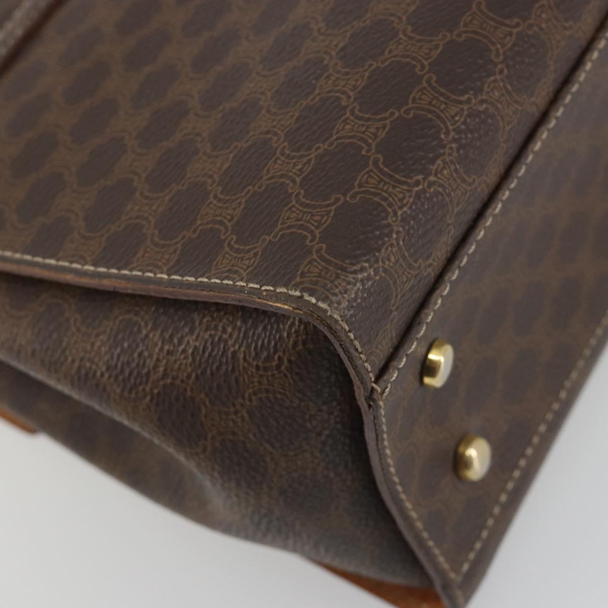 CELINE Macadam Canvas Star ball Hand Bag PVC Leather Brown Gold Auth 195298