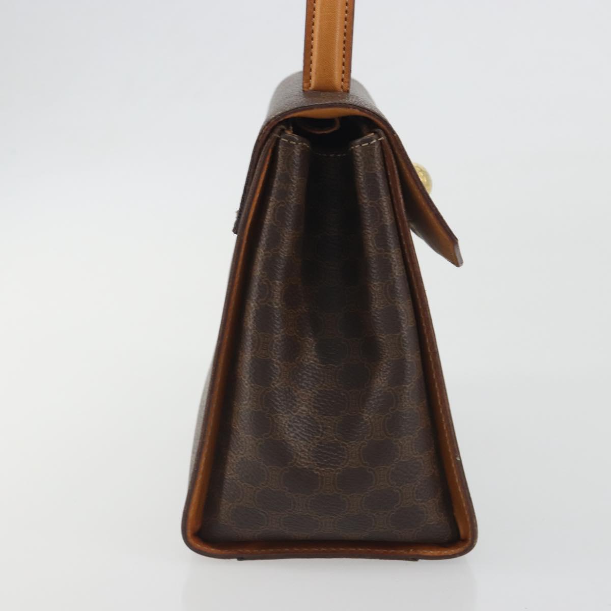 CELINE Macadam Canvas Star ball Hand Bag PVC Leather Brown Gold Auth 195298